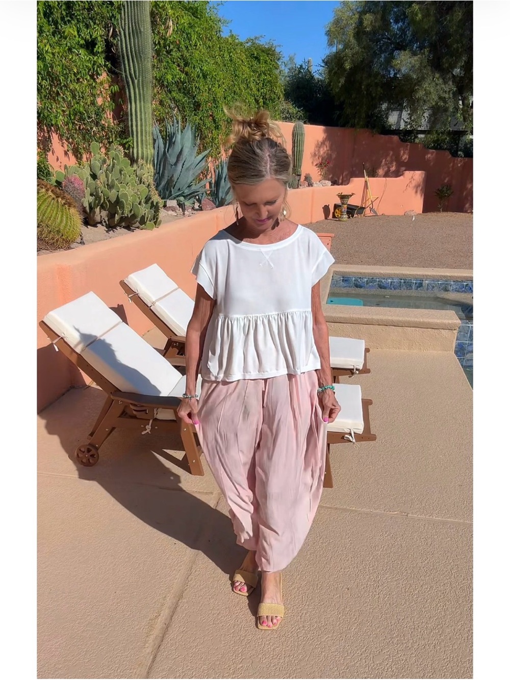 NWT SILKY LIKE Light Pink Relaxed Balloon Pants-S - Picture 11 of 16